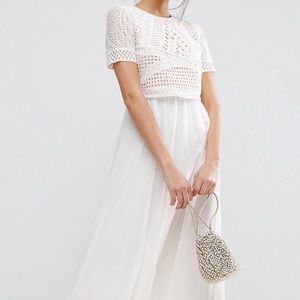 ASOS Heavy Applique Crop Top Midi Dress